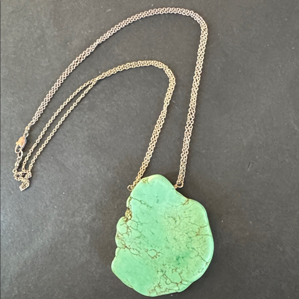 Vintage Turquoise Slab Pendant Necklace - Picture 13 of 15
